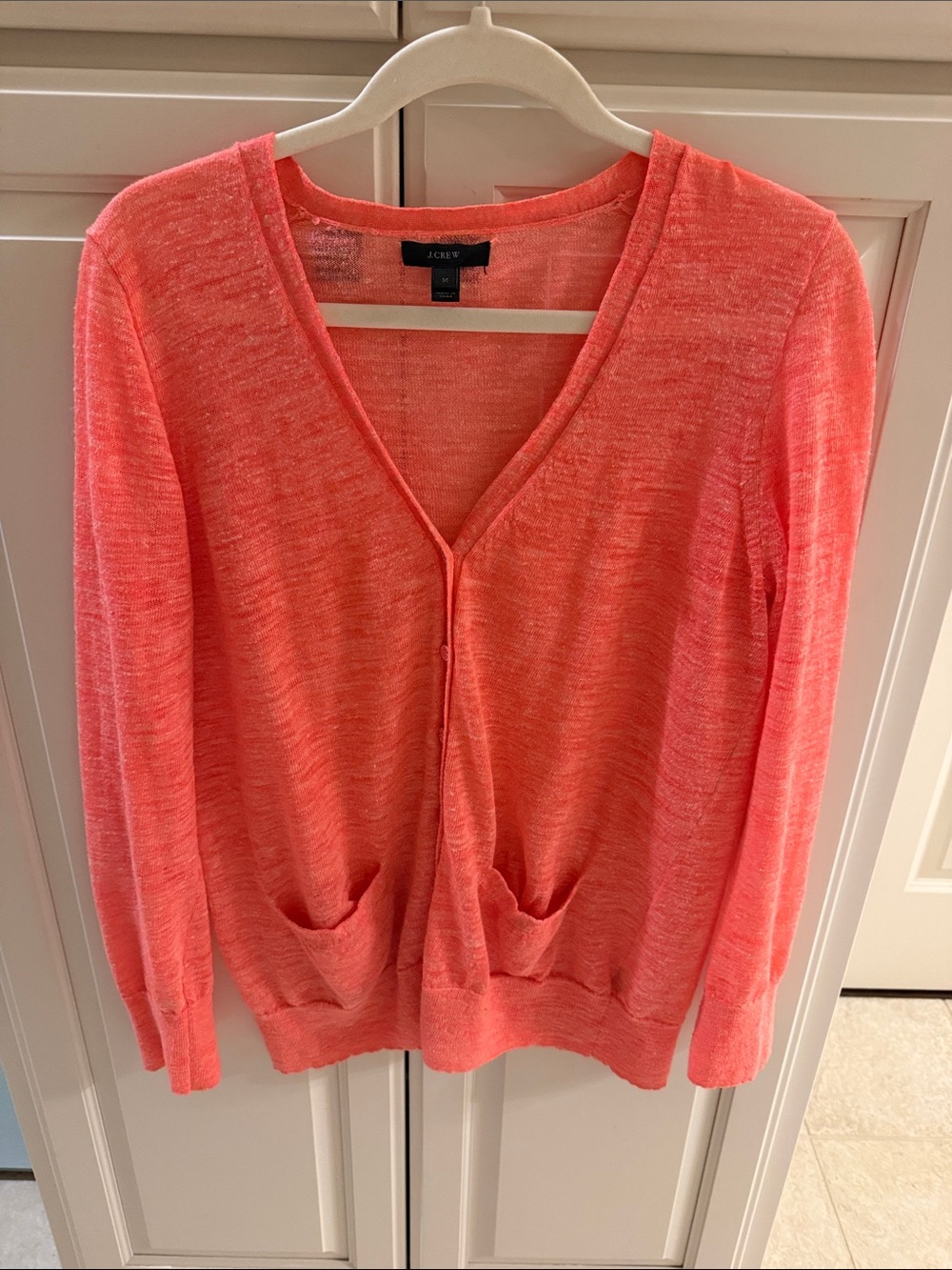 J. Crew Coral Lightweight Open-Front Cardigan
